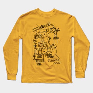 Israel Travel Journal Doodle Tel Aviv and Jerusalem Long Sleeve T-Shirt